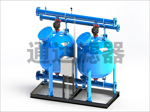 三罐并聯淺層砂過濾器工業水過濾器石英砂過濾器